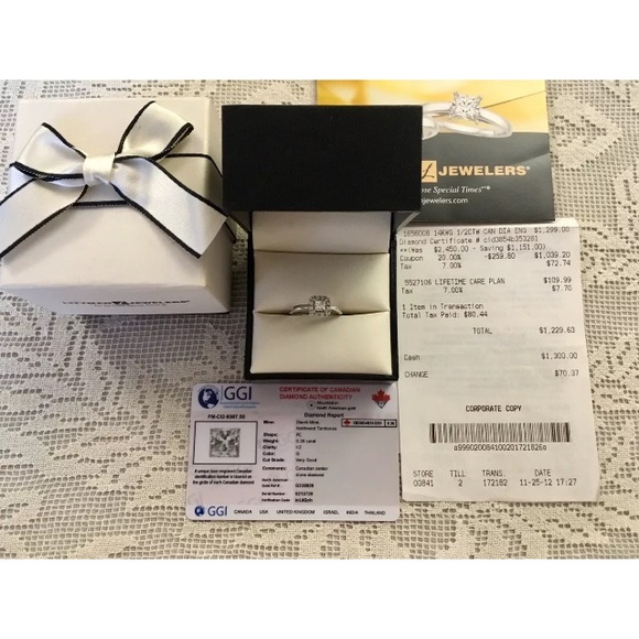 14K 0.36CT Diamond Ring Halo Princess Cut Littman Jewelers CLEANED & POLISHED - Picture 6 of 15